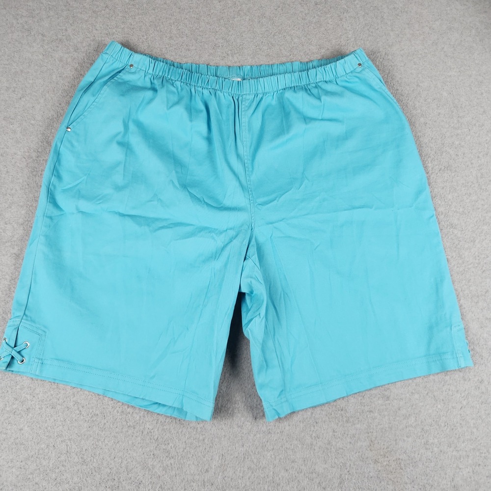 Denim‎ & Co Shorts Mens 2X Blue Cotton Comfort Stretch Elastic Waist Lace Up Hem